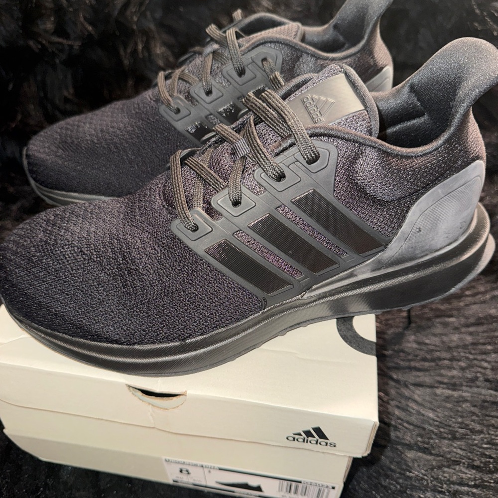 adidas Women’s Black Knit Sneakers with Signature Three-Stripes